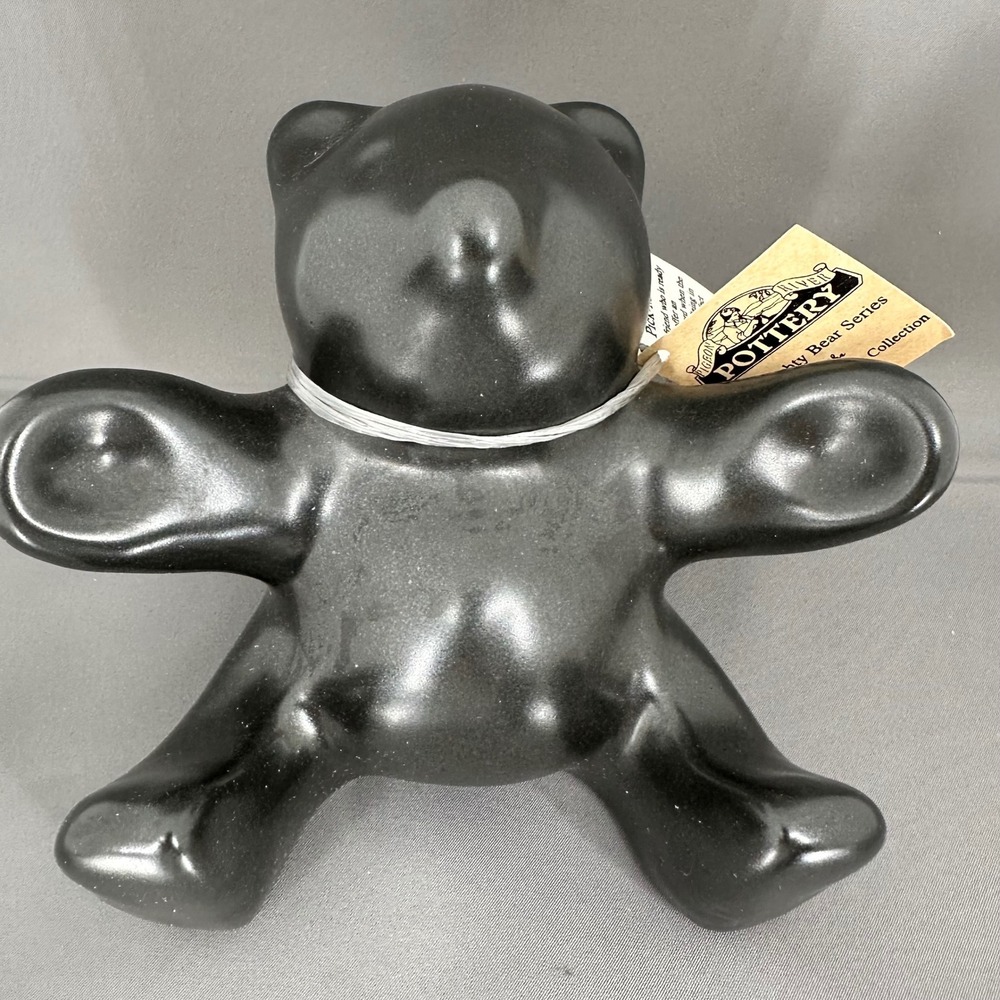 Pigeon River Pottery Mighty Bear Pick-Me-Up Black Matte Figurine T Bullen Signed